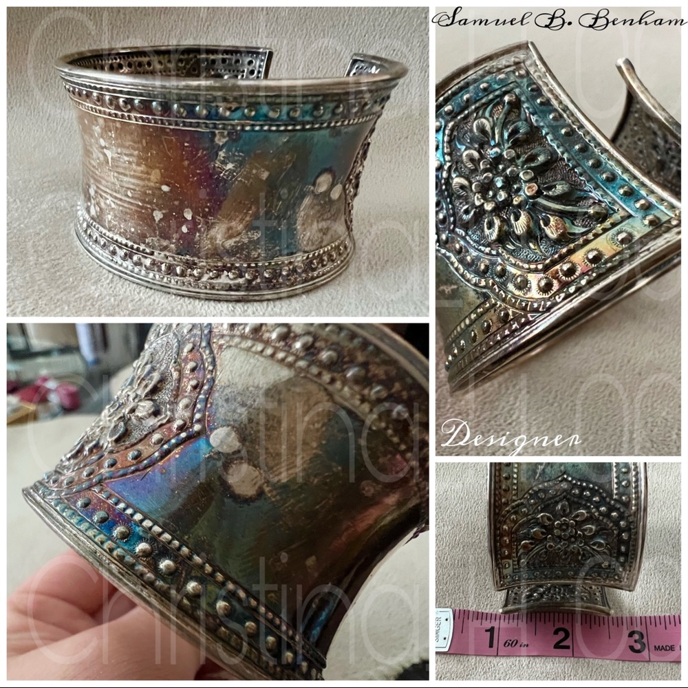 Designer Samuel B. Benham BJC anodized colorful silver cuff bracelet